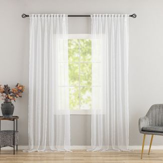 Ellinor Vit 2x135x250 cm Linnegardin-look 2-Pack