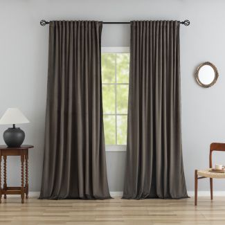 Rumsförmörkande Sammetsgardin 2-pack Mathilde Taupe