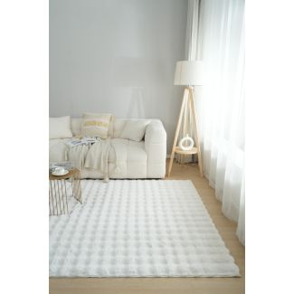 Denna produkten heter Rabbit Bubble, tillverkad av Polyester material med en vacker Offwhite färg - SE Mattor
