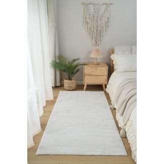 Denna produkten heter Gångmatta Rabbit Nest Offwhite, tillverkad av Polyester material med en vacker Offwhite färg - SE Mattor